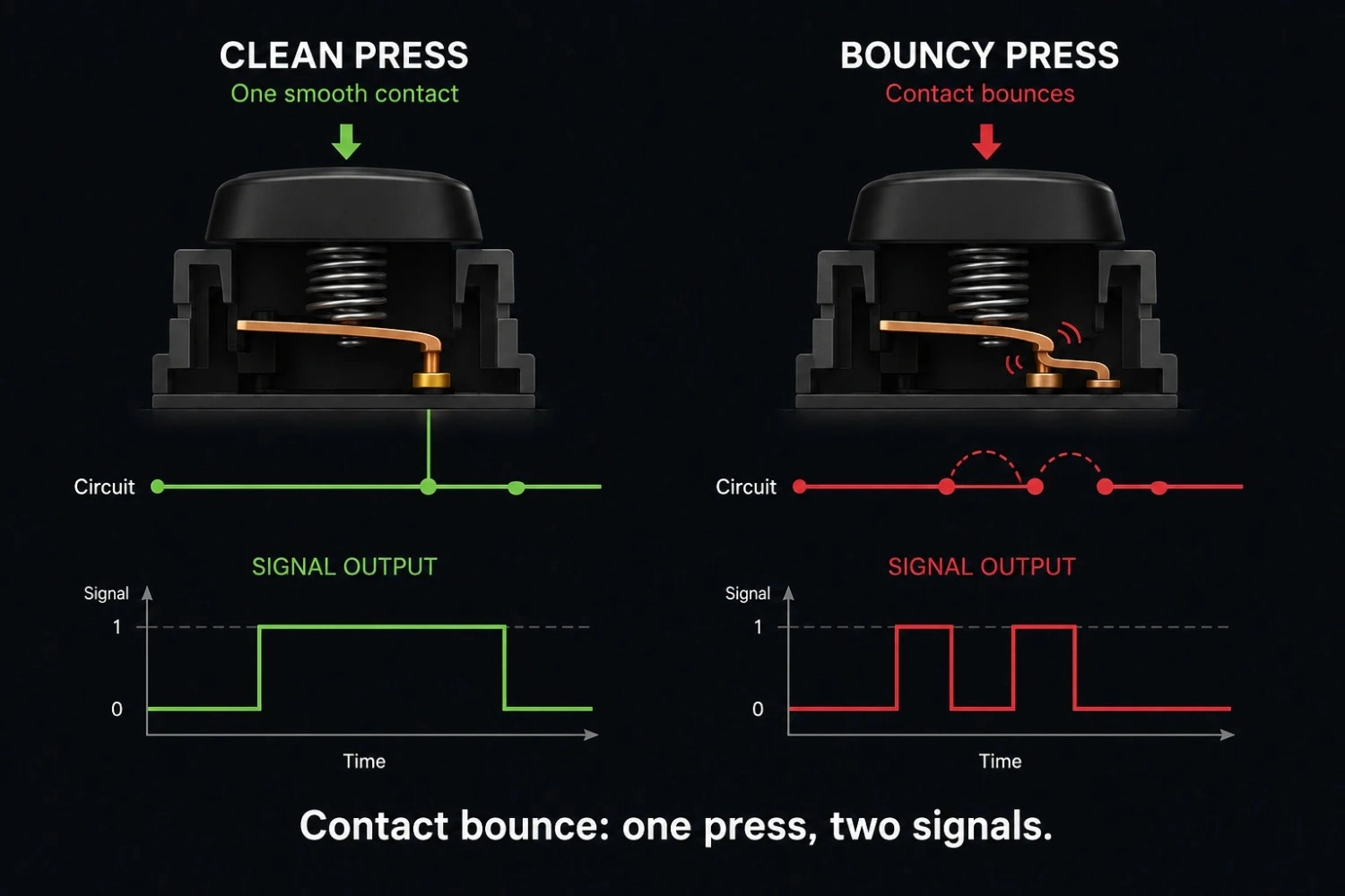 Contact bounce: one press, two signals.