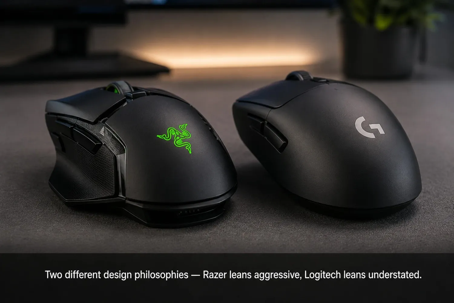 Two different design philosophies. Razer leans aggressive, Logitech leans understated.